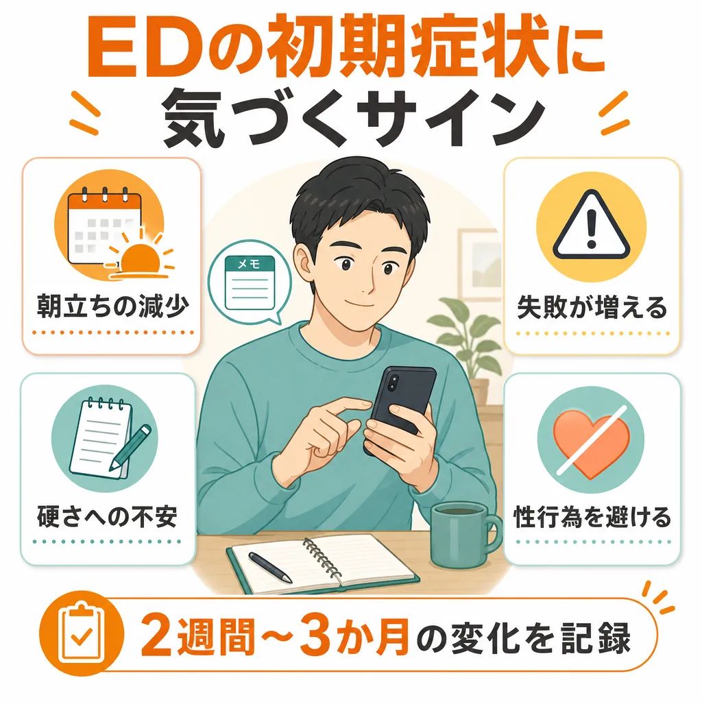 朝立ちの減少や性行為への不安などED初期症状に気付くサインを解説